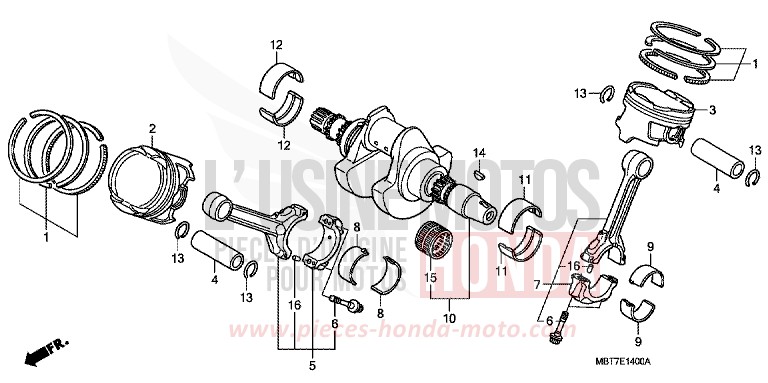 CRANKSHAFT/PISTON for Varadero ABS BLOOM RED METALLIC (R319) from 2007